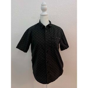 Vans Black Checkered Button Up Shirt Large Cotton Short Sleeve Skate Streetwear